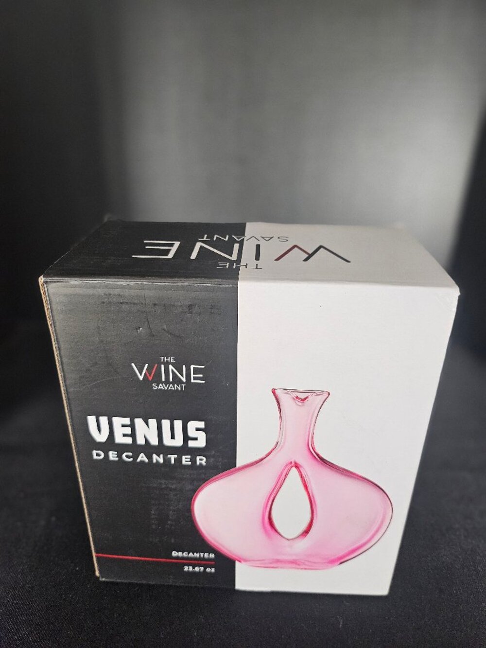 The Wine Savant Venus Decanter Pink Hand Blown Glass Wine Aerator 25 oz NIB